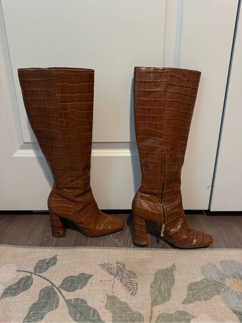 Sam Edelman Clarem Knee High Boot in Tawny Brown Croc sz 7.5